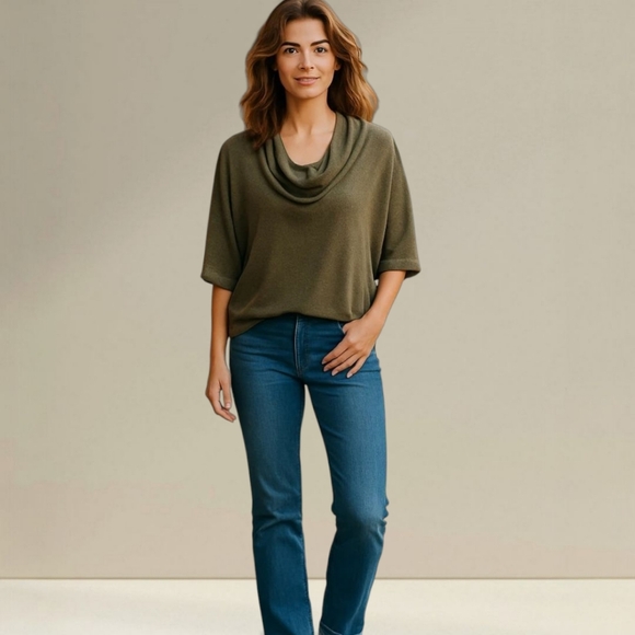 COLDWATER CREEK Women's sage green cowl neck blouse with metallic Shimmer Large - Picture 15 of 15